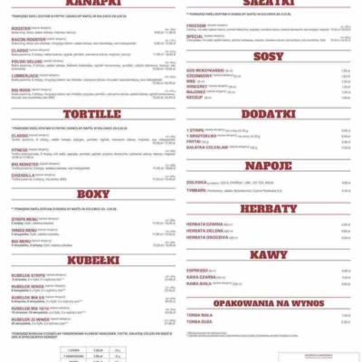Preisliste für Restaurant mit Hähnchen in Knusperpanade X8
